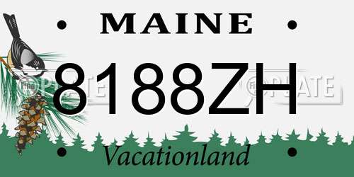 8188ZH Maine License Plate