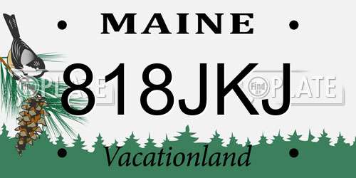 818JKJ Maine License Plate