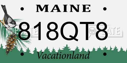 818QT8 Maine License Plate