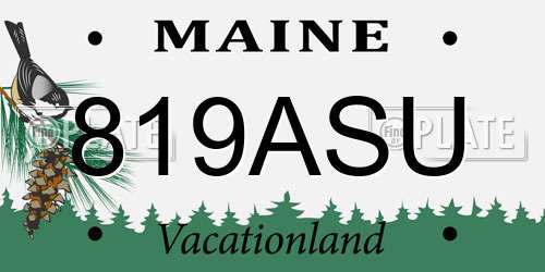 819ASU Maine License Plate