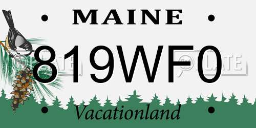 819WF0 Maine License Plate