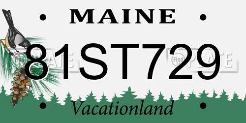81ST729 Maine License Plate
