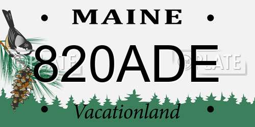 820ADE Maine License Plate