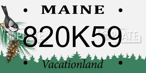 820K59 Maine License Plate