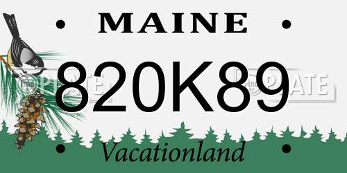 820K89 Maine License Plate