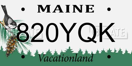 820YQK Maine License Plate