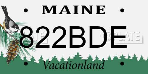 822BDE Maine License Plate