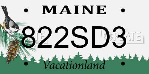 822SD3 Maine License Plate