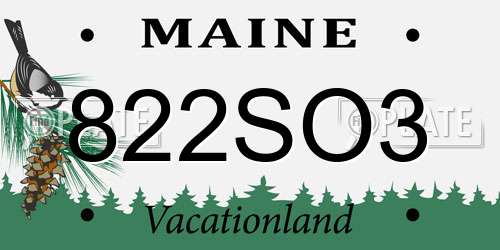 822SO3 Maine License Plate