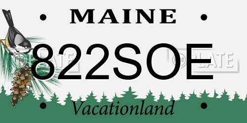 822SOE Maine License Plate
