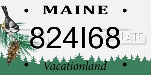 824I68 Maine License Plate