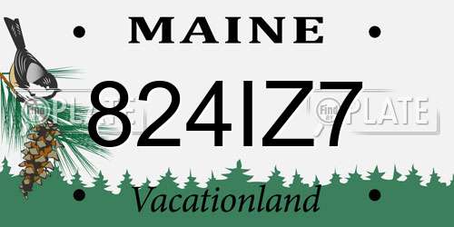 824IZ7 Maine License Plate
