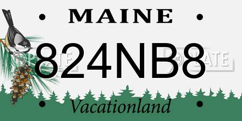 824NB8 Maine License Plate