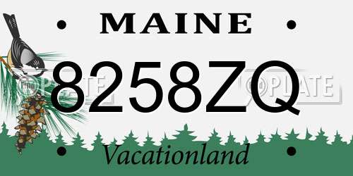 8258ZQ Maine License Plate