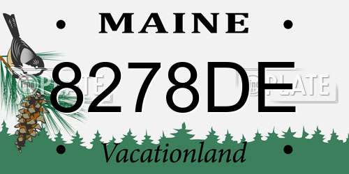 8278DE Maine License Plate