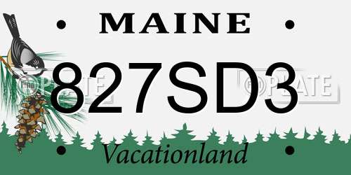827SD3 Maine License Plate