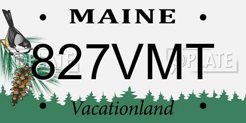 827VMT Maine License Plate
