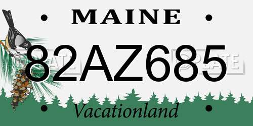 82AZ685 Maine License Plate