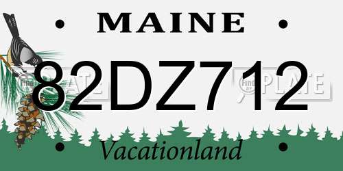 82DZ712 Maine License Plate