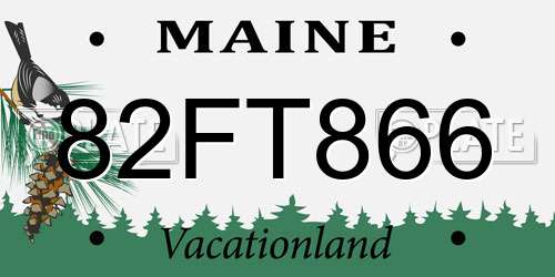 82FT866 Maine License Plate