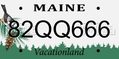 82QQ666 Maine License Plate