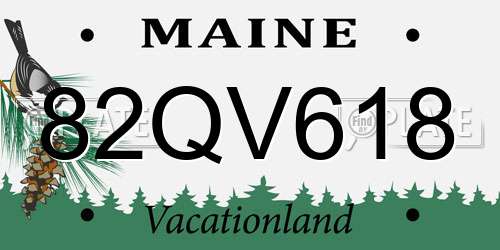 82QV618 Maine License Plate