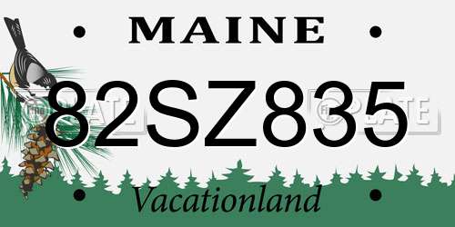 82SZ835 Maine License Plate