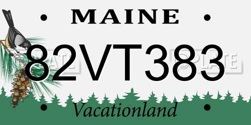 82VT383 Maine License Plate