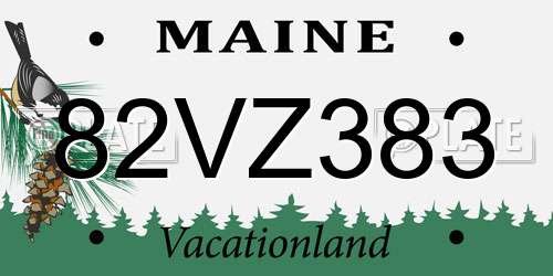82VZ383 Maine License Plate