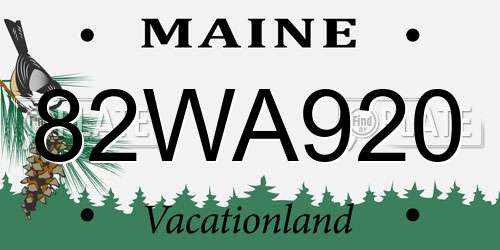 82WA920 Maine License Plate