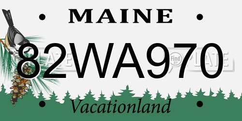 82WA970 Maine License Plate