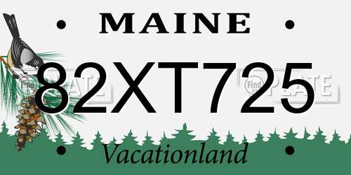 82XT725 Maine License Plate