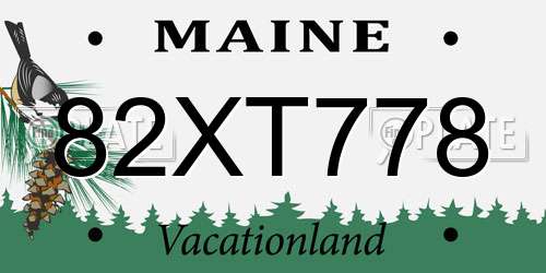82XT778 Maine License Plate