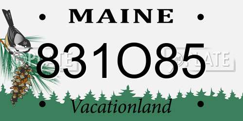 831O85 Maine License Plate