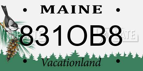 831OB8 Maine License Plate