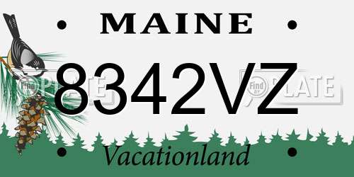 8342VZ Maine License Plate