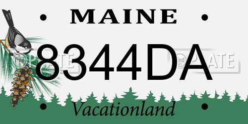 8344DA Maine License Plate
