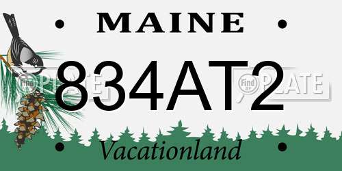 834AT2 Maine License Plate