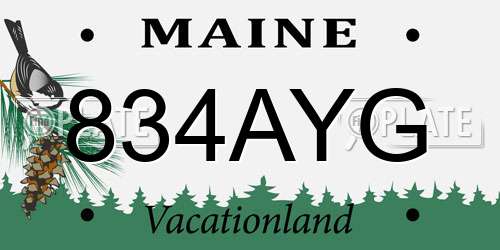 834AYG Maine License Plate