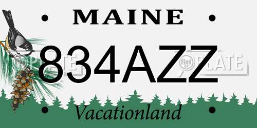 834AZZ Maine License Plate