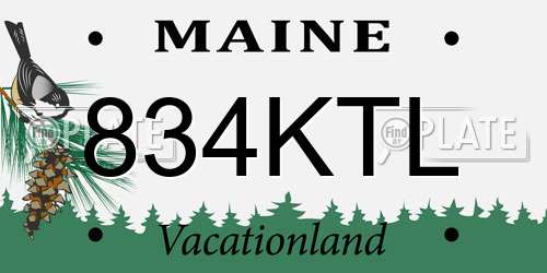 834KTL Maine License Plate