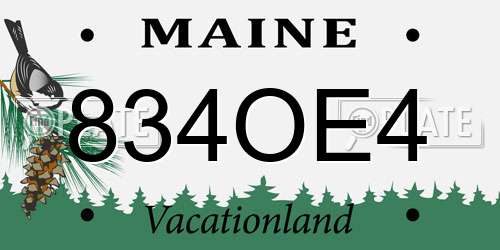 834OE4 Maine License Plate