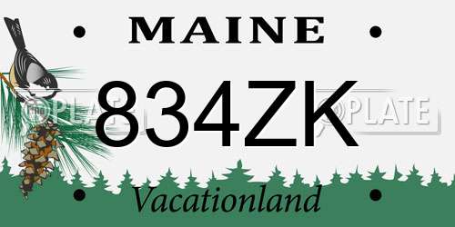 834ZK Maine License Plate