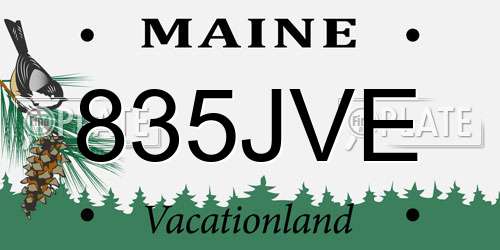 835JVE Maine License Plate