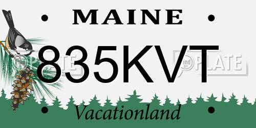 835KVT Maine License Plate