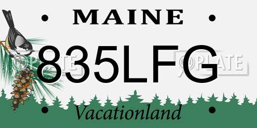 835LFG Maine License Plate