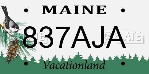 837AJA Maine License Plate