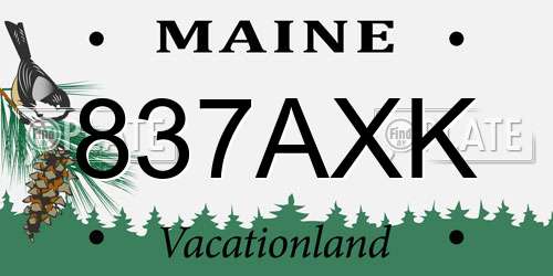 837AXK Maine License Plate