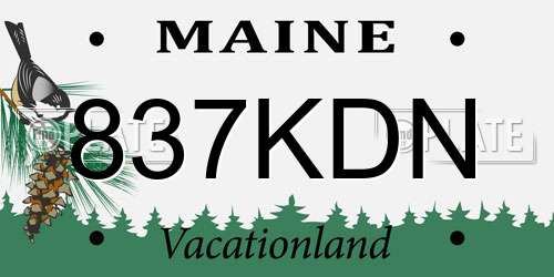 837KDN Maine License Plate