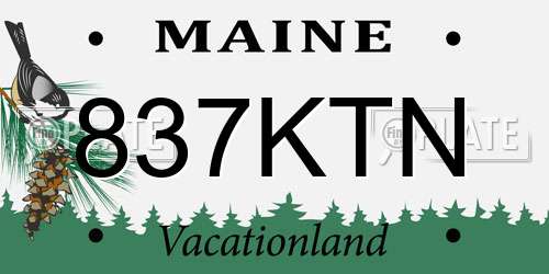 837KTN Maine License Plate